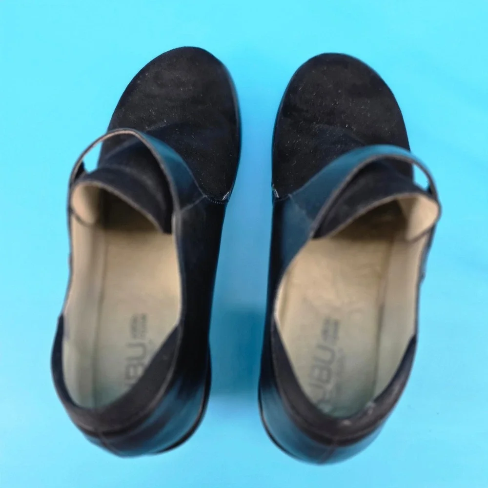 JBU by Jambu Sedona Black Vegan Leather Textile Wedge Loafers JB17SDN01 8M